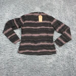 Disturbia Blouse Womens US10 Black Distortion Striped Pleated Lightweight NWT